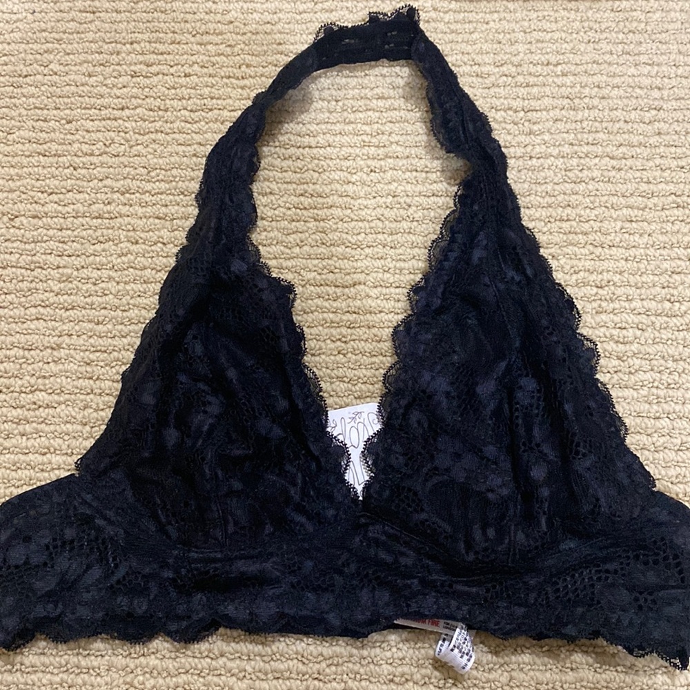 Free People Black Lace Bralette Sz S